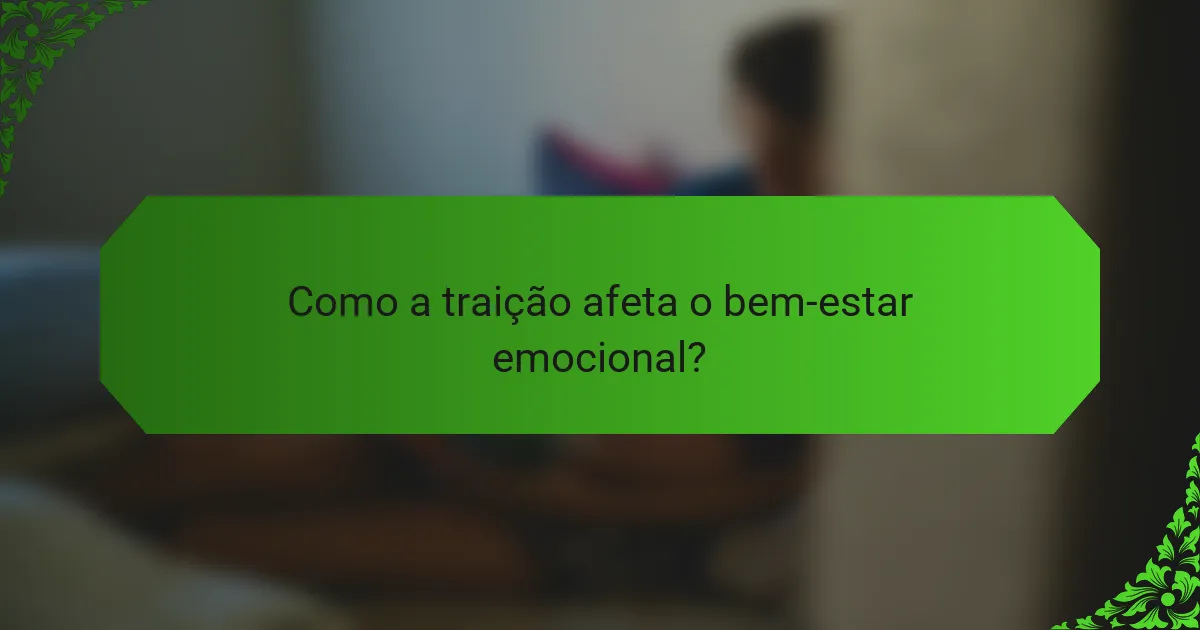 Como a traição afeta o bem-estar emocional?