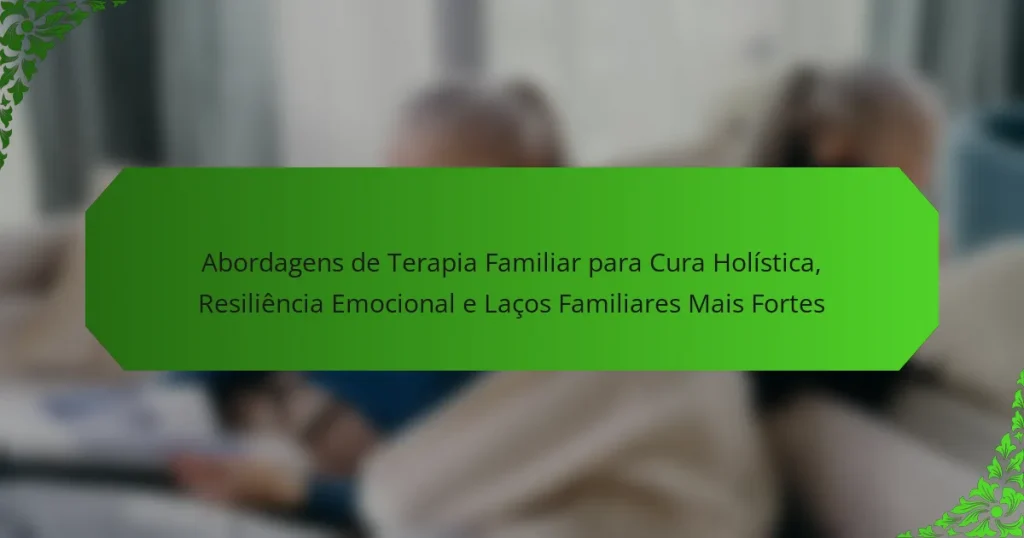 Abordagens de Terapia Familiar para Cura Holística, Resiliência Emocional e Laços Familiares Mais Fortes