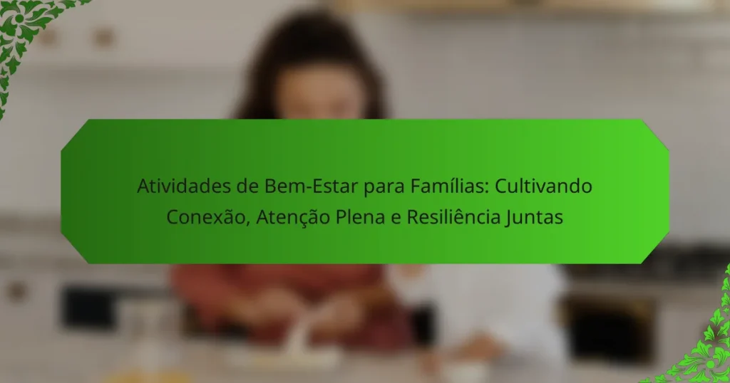 Atividades de Bem-Estar para Famílias: Cultivando Conexão, Atenção Plena e Resiliência Juntas