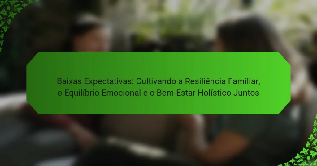 Baixas Expectativas: Cultivando a Resiliência Familiar, o Equilíbrio Emocional e o Bem-Estar Holístico Juntos