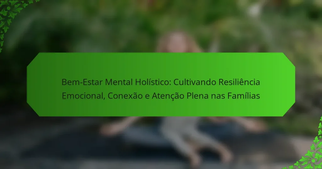 Bem-Estar Mental Holístico: Cultivando Resiliência Emocional, Conexão e Atenção Plena nas Famílias