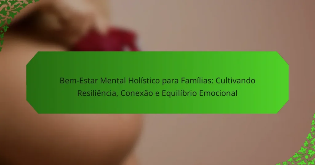Bem-Estar Mental Holístico para Famílias: Cultivando Resiliência, Conexão e Equilíbrio Emocional