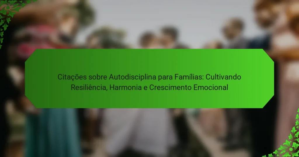 Citações sobre Autodisciplina para Famílias: Cultivando Resiliência, Harmonia e Crescimento Emocional