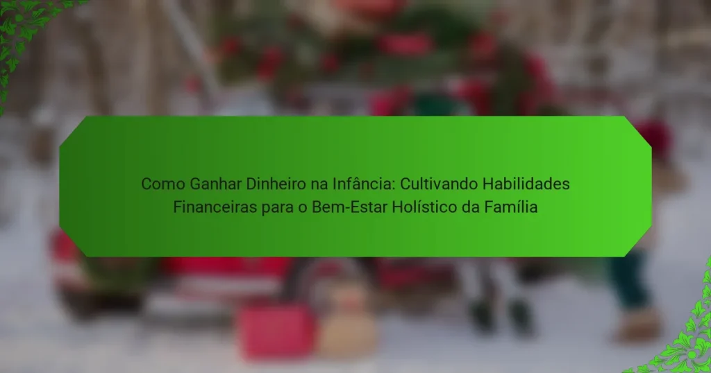 Como Ganhar Dinheiro na Infância: Cultivando Habilidades Financeiras para o Bem-Estar Holístico da Família