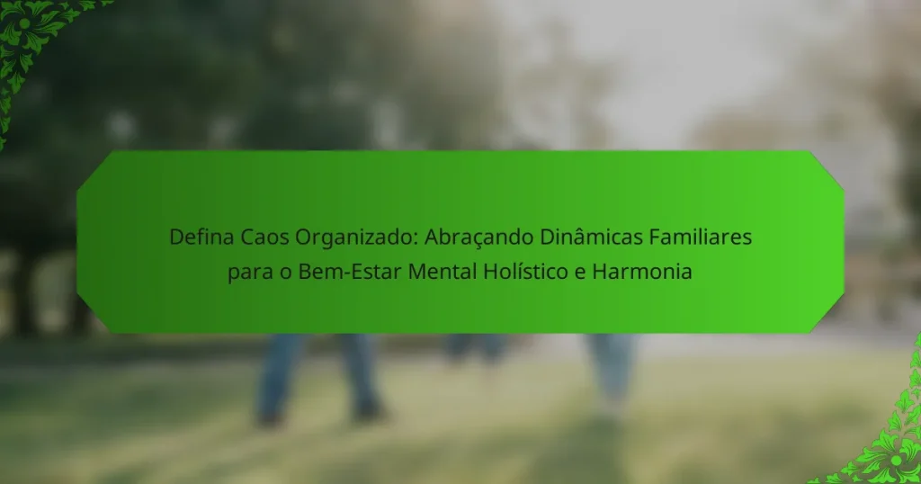 Defina Caos Organizado: Abraçando Dinâmicas Familiares para o Bem-Estar Mental Holístico e Harmonia