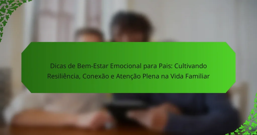 Dicas de Bem-Estar Emocional para Pais: Cultivando Resiliência, Conexão e Atenção Plena na Vida Familiar