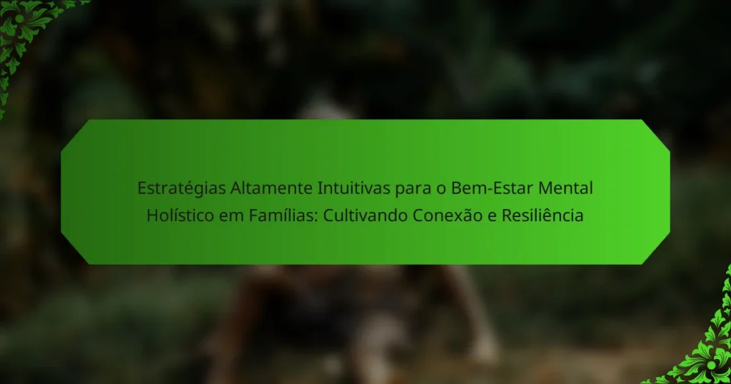 Estratégias Altamente Intuitivas para o Bem-Estar Mental Holístico em Famílias: Cultivando Conexão e Resiliência
