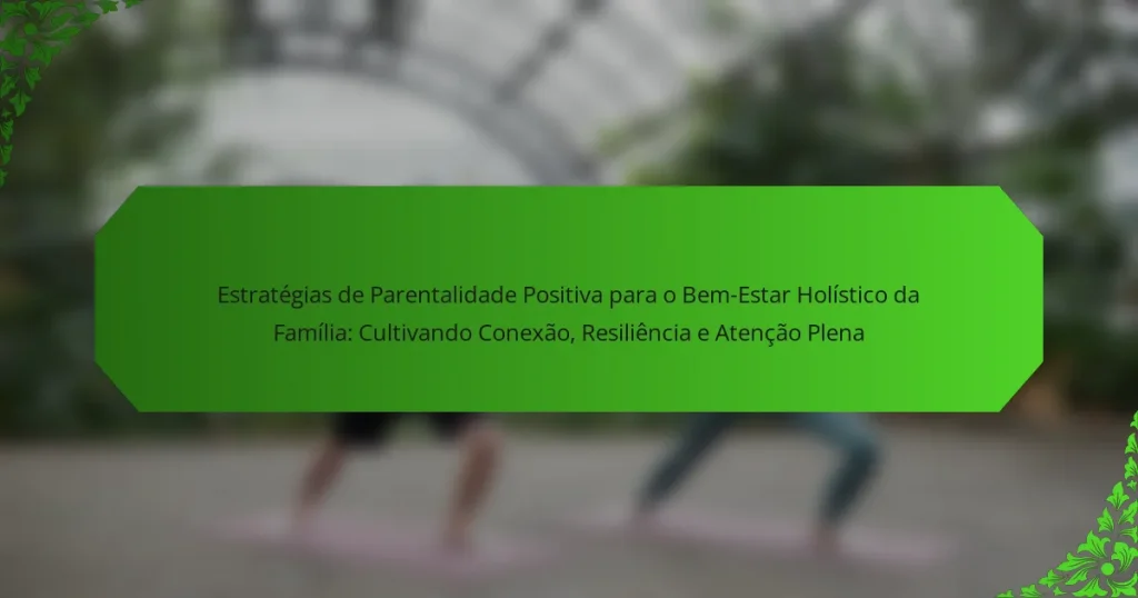 Estratégias de Parentalidade Positiva para o Bem-Estar Holístico da Família: Cultivando Conexão, Resiliência e Atenção Plena