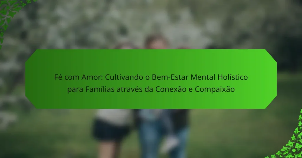 Fé com Amor: Cultivando o Bem-Estar Mental Holístico para Famílias através da Conexão e Compaixão