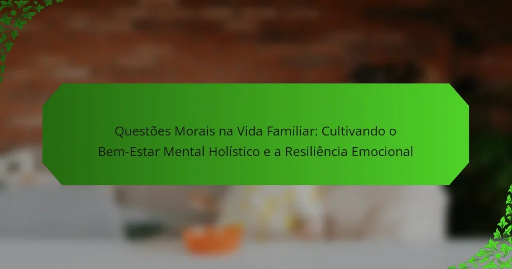Questões Morais na Vida Familiar: Cultivando o Bem-Estar Mental Holístico e a Resiliência Emocional