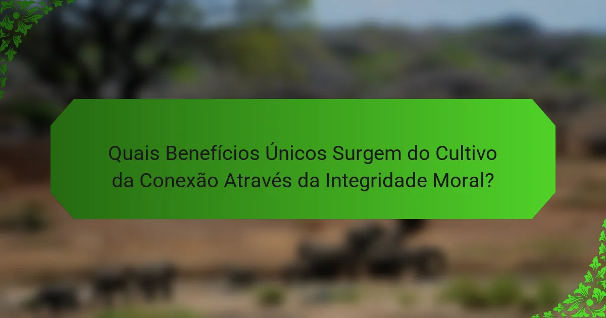 Quais Benefícios Únicos Surgem do Cultivo da Conexão Através da Integridade Moral?