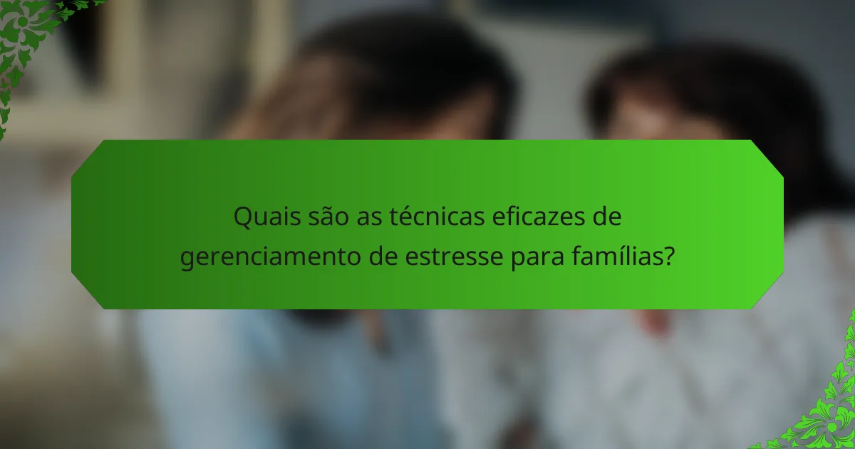 Quais são as técnicas eficazes de gerenciamento de estresse para famílias?