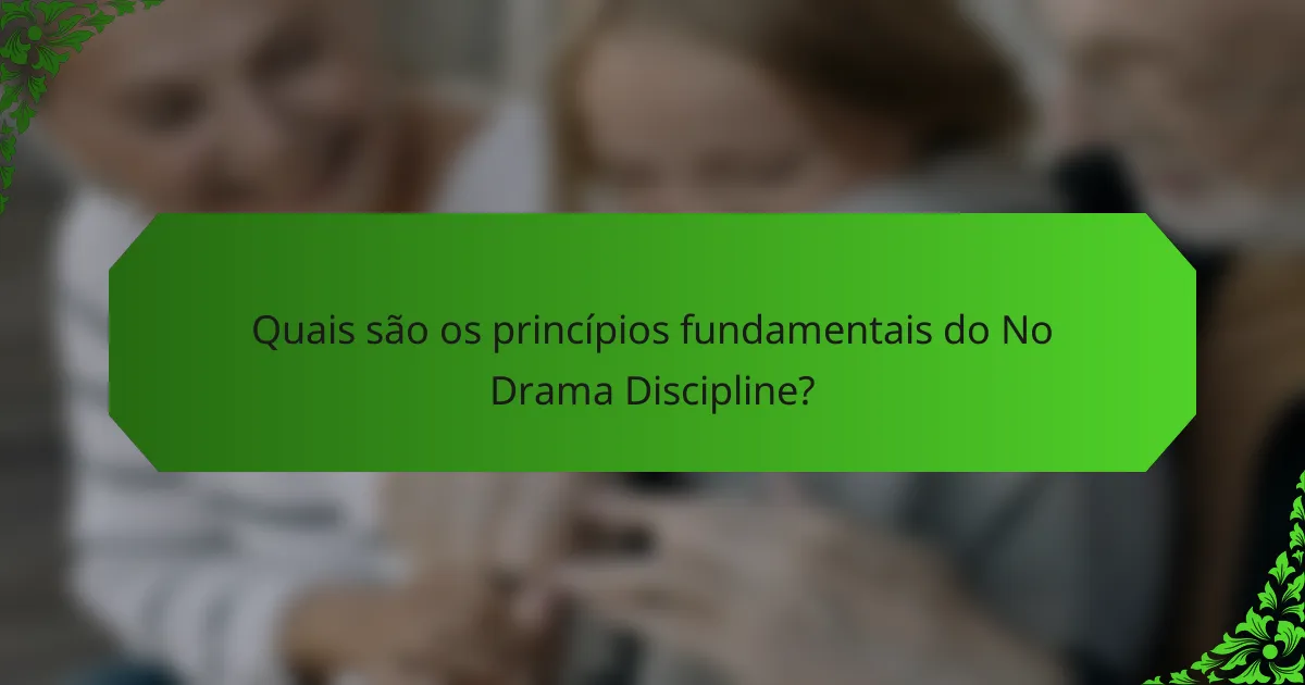 Quais são os princípios fundamentais do No Drama Discipline?